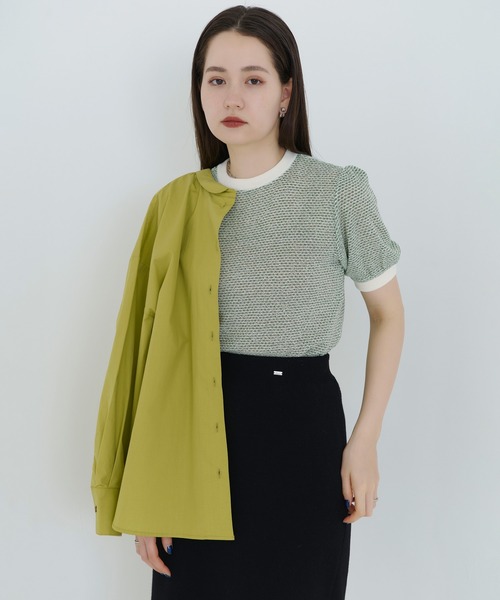 TINA：JOJUN（ティーナジョジュン）の「ラーベン編み半袖ニット TINA：JOJUN（ニット/セーター・レディース・レッド/グリーン/ネイビー/チェリーピンク/ブラウン・M）」の3枚目の写真