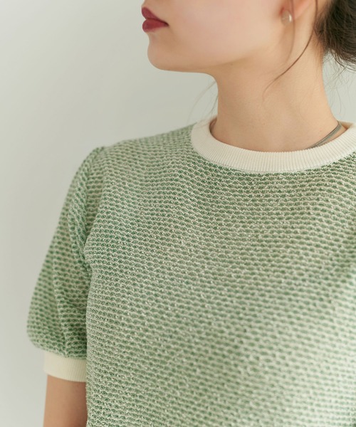 TINA：JOJUN（ティーナジョジュン）の「ラーベン編み半袖ニット TINA：JOJUN（ニット/セーター・レディース・レッド/グリーン/ネイビー/チェリーピンク/ブラウン・M）」の21枚目の写真