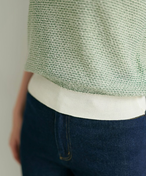 TINA：JOJUN（ティーナジョジュン）の「ラーベン編み半袖ニット TINA：JOJUN（ニット/セーター・レディース・レッド/グリーン/ネイビー/チェリーピンク/ブラウン・M）」の6枚目の写真