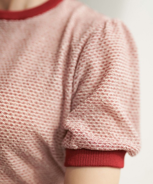 TINA：JOJUN（ティーナジョジュン）の「ラーベン編み半袖ニット TINA：JOJUN（ニット/セーター・レディース・レッド/グリーン/ネイビー/チェリーピンク/ブラウン・M）」の20枚目の写真