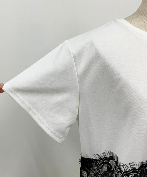 PICCIN(ピッチン)の「レース切替プリーツプルオーバー(Tシャツ/カットソー・レディース・ブラック/オフホワイト/ピンク・M/L)」の10枚目の写真