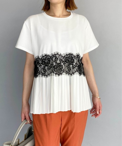 PICCIN(ピッチン)の「レース切替プリーツプルオーバー(Tシャツ/カットソー・レディース・ブラック/オフホワイト/ピンク・M/L)」の15枚目の写真
