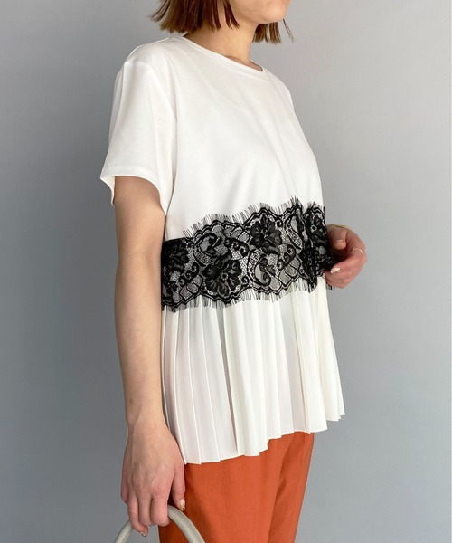 PICCIN(ピッチン)の「レース切替プリーツプルオーバー(Tシャツ/カットソー・レディース・ブラック/オフホワイト/ピンク・M/L)」の16枚目の写真