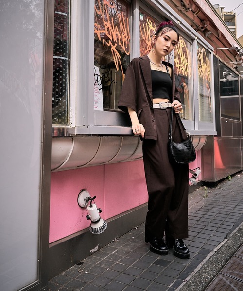 PUBLUX（パブリュクス）の「【PUBLUX/パブリュクス×ベルエポック】セットアップ ショートスリーブテーラードジャケット&センタープレスワイドスラックス（セットアップ・メンズ・ブラック/サックスブルー/ブラウン・SMALL/MEDIUM/LARGE）」の13枚目の写真