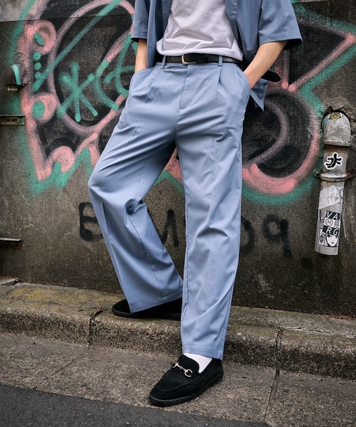 PUBLUX（パブリュクス）の「【PUBLUX/パブリュクス×ベルエポック】セットアップ ショートスリーブテーラードジャケット&センタープレスワイドスラックス（セットアップ・メンズ・ブラック/サックスブルー/ブラウン・SMALL/MEDIUM/LARGE）」の9枚目の写真