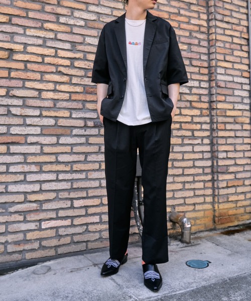 PUBLUX（パブリュクス）の「【PUBLUX/パブリュクス×ベルエポック】セットアップ ショートスリーブテーラードジャケット&センタープレスワイドスラックス（セットアップ・メンズ・ブラック/サックスブルー/ブラウン・SMALL/MEDIUM/LARGE）」の18枚目の写真