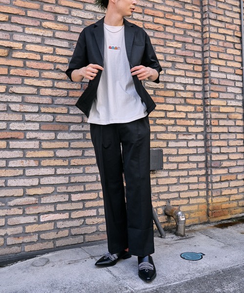 PUBLUX（パブリュクス）の「【PUBLUX/パブリュクス×ベルエポック】セットアップ ショートスリーブテーラードジャケット&センタープレスワイドスラックス（セットアップ・メンズ・ブラック/サックスブルー/ブラウン・SMALL/MEDIUM/LARGE）」の14枚目の写真