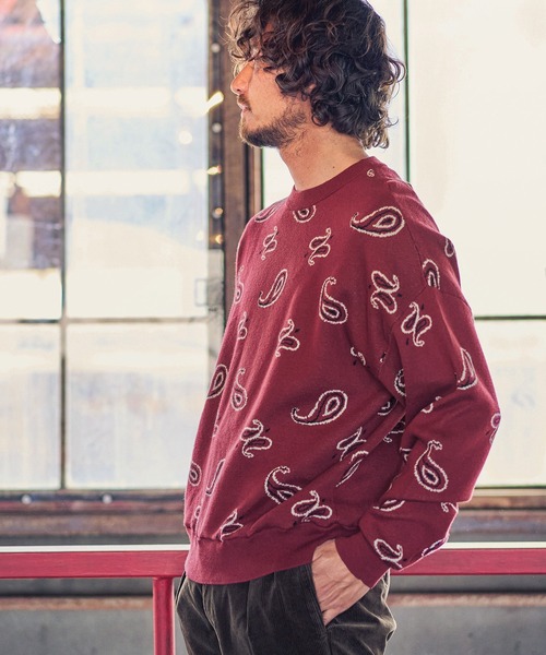 MARBLES（マーブルズ）の「mn2347-PAISLEY DOUBLE JACQUARD KNIT ニット（ニット/セーター・メンズ・バーガンディー/ネイビー・S/XL/L/M）」の5枚目の写真