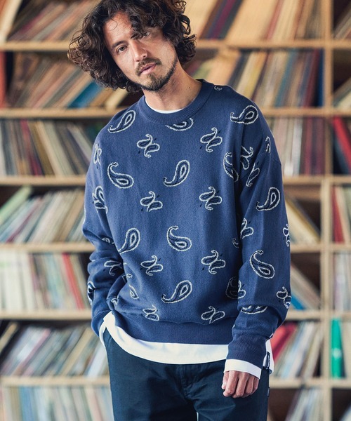 MARBLES（マーブルズ）の「mn2347-PAISLEY DOUBLE JACQUARD KNIT ニット（ニット/セーター・メンズ・バーガンディー/ネイビー・S/XL/L/M）」の10枚目の写真