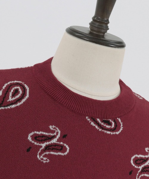 MARBLES（マーブルズ）の「mn2347-PAISLEY DOUBLE JACQUARD KNIT ニット（ニット/セーター・メンズ・バーガンディー/ネイビー・S/XL/L/M）」の16枚目の写真