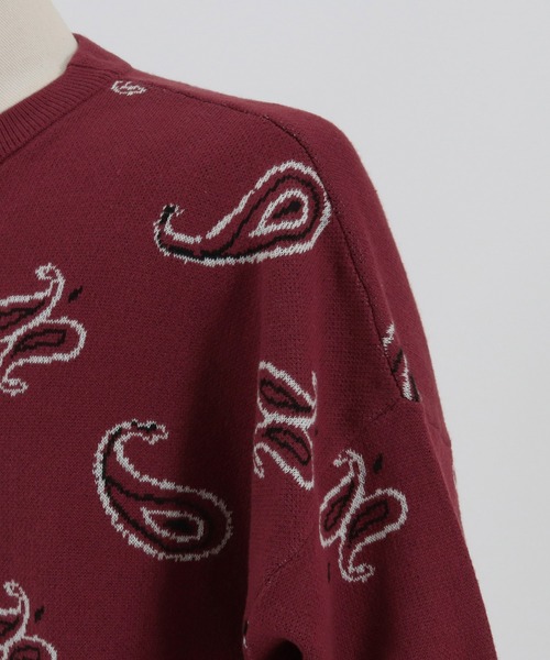 MARBLES（マーブルズ）の「mn2347-PAISLEY DOUBLE JACQUARD KNIT ニット（ニット/セーター・メンズ・バーガンディー/ネイビー・S/XL/L/M）」の18枚目の写真