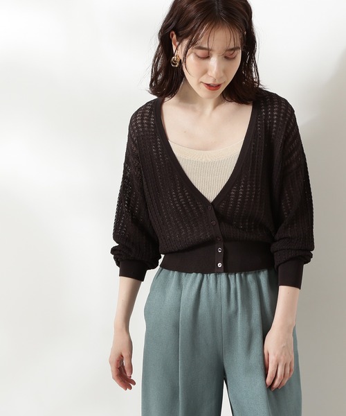 N.（N. Natural Beauty Basic）（エヌエヌナチュラルビューティーベーシック）の「透かし柄シアーニットカーディガン（カーディガン/ボレロ・レディース・グレー/ホワイト/イエロー/ホワイト系その他・MEDIUM）」の3枚目の写真