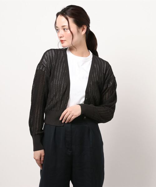 N.（N. Natural Beauty Basic）（エヌエヌナチュラルビューティーベーシック）の「透かし柄シアーニットカーディガン（カーディガン/ボレロ・レディース・グレー/ホワイト/イエロー/ホワイト系その他・MEDIUM）」の10枚目の写真