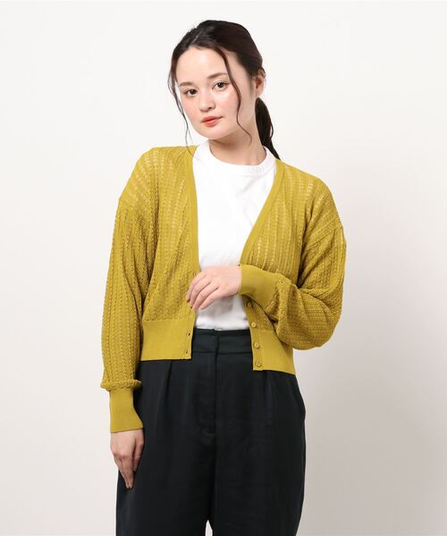 N.（N. Natural Beauty Basic）（エヌエヌナチュラルビューティーベーシック）の「透かし柄シアーニットカーディガン（カーディガン/ボレロ・レディース・グレー/ホワイト/イエロー/ホワイト系その他・MEDIUM）」の13枚目の写真