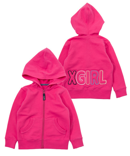X-girl Stages（エックスガールステージス）の「SWEAT ZIP HOODIE PUFF LOGO (4T～7T)（パーカー・キッズ・ブラック/アッシュ/ピンク/グリーン・6T/7T/4T/5T）」の4枚目の写真