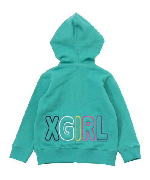 X-girl Stages（エックスガールステージス）の「SWEAT ZIP HOODIE PUFF LOGO (4T～7T)（パーカー・キッズ・ブラック/アッシュ/ピンク/グリーン・6T/7T/4T/5T）」の7枚目の写真