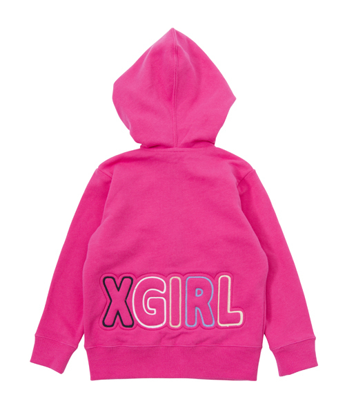 X-girl Stages（エックスガールステージス）の「SWEAT ZIP HOODIE PUFF LOGO (4T～7T)（パーカー・キッズ・ブラック/アッシュ/ピンク/グリーン・6T/7T/4T/5T）」の9枚目の写真