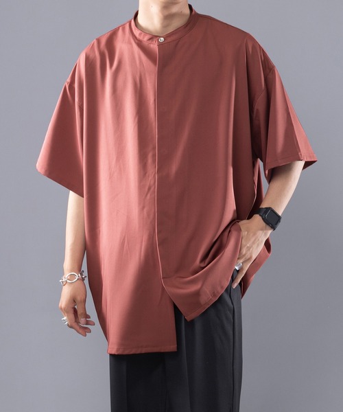 kutir（クティール）の「ルーズトロミアシメシャツ（シャツ/ブラウス・メンズ・ライトグリーン/スモークピンク/ブラック・LARGE/MEDIUM）」の3枚目の写真