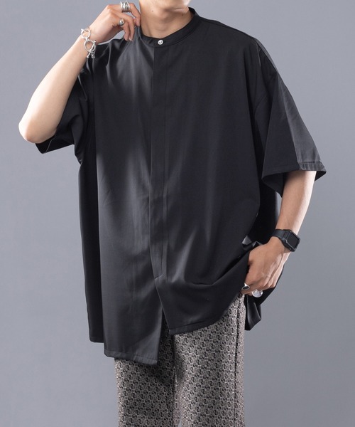 kutir（クティール）の「ルーズトロミアシメシャツ（シャツ/ブラウス・メンズ・ライトグリーン/スモークピンク/ブラック・LARGE/MEDIUM）」の2枚目の写真