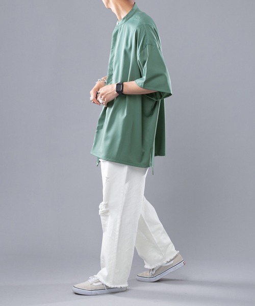 kutir（クティール）の「ルーズトロミアシメシャツ（シャツ/ブラウス・メンズ・ライトグリーン/スモークピンク/ブラック・LARGE/MEDIUM）」の12枚目の写真