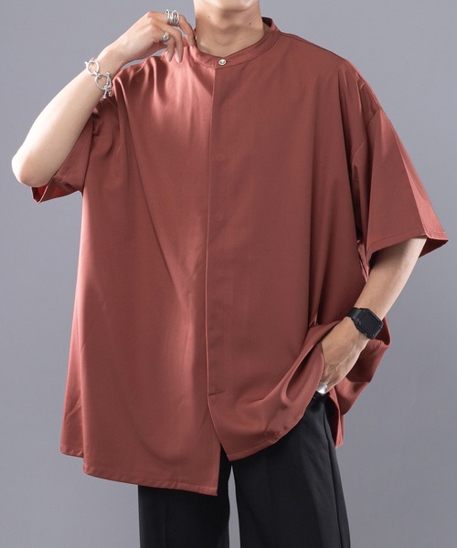 kutir（クティール）の「ルーズトロミアシメシャツ（シャツ/ブラウス・メンズ・ライトグリーン/スモークピンク/ブラック・LARGE/MEDIUM）」の22枚目の写真