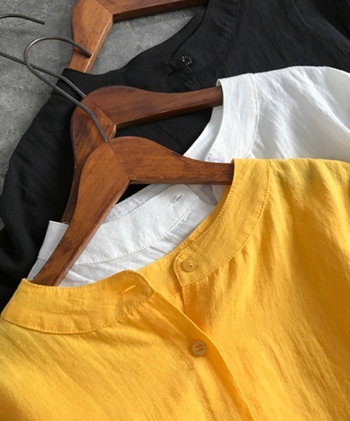 ABITOKYO（アビトーキョー）の「麻ライク五分袖ドルマンシャツブラウス（シャツ/ブラウス・レディース・ホワイト/ブラック/ブルー/イエロー/ピンク/オレンジ/カーキ/グレー/ネイビー/ブラウン/グリーン・FREE）」の14枚目の写真