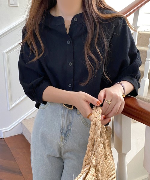 ABITOKYO（アビトーキョー）の「麻ライク五分袖ドルマンシャツブラウス（シャツ/ブラウス・レディース・ホワイト/ブラック/ブルー/イエロー/ピンク/オレンジ/カーキ/グレー/ネイビー/ブラウン/グリーン・FREE）」の16枚目の写真