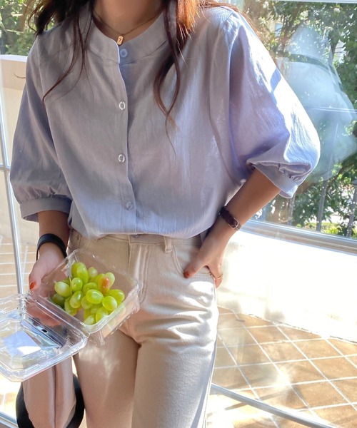 ABITOKYO（アビトーキョー）の「麻ライク五分袖ドルマンシャツブラウス（シャツ/ブラウス・レディース・ホワイト/ブラック/ブルー/イエロー/ピンク/オレンジ/カーキ/グレー/ネイビー/ブラウン/グリーン・FREE）」の22枚目の写真