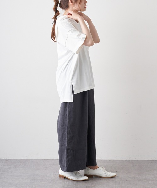 PUAL CE CIN（ピュアルセシン）の「【Du noir】シルケットセーラーカラーショートスリーブ（Tシャツ/カットソー・レディース・ホワイト/ブラック/グレー・FREE）」の13枚目の写真