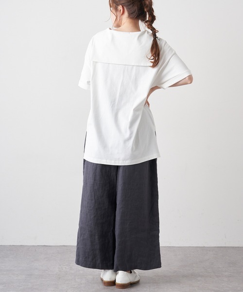 PUAL CE CIN（ピュアルセシン）の「【Du noir】シルケットセーラーカラーショートスリーブ（Tシャツ/カットソー・レディース・ホワイト/ブラック/グレー・FREE）」の15枚目の写真