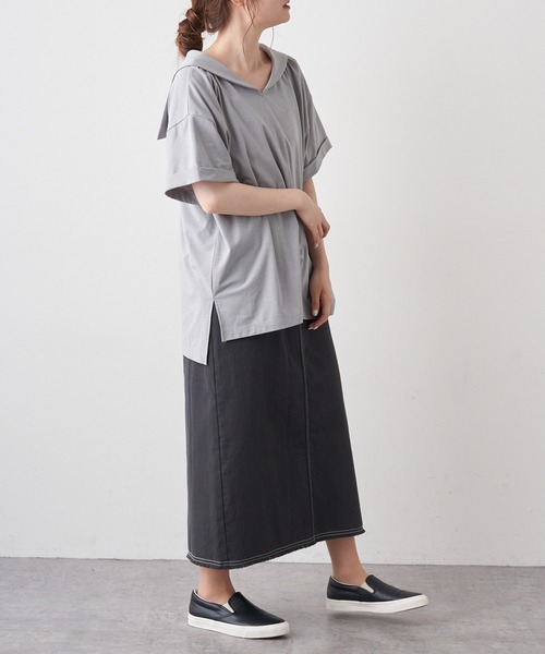 PUAL CE CIN（ピュアルセシン）の「【Du noir】シルケットセーラーカラーショートスリーブ（Tシャツ/カットソー・レディース・ホワイト/ブラック/グレー・FREE）」の21枚目の写真