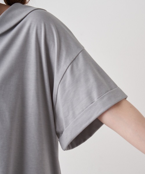 PUAL CE CIN（ピュアルセシン）の「【Du noir】シルケットセーラーカラーショートスリーブ（Tシャツ/カットソー・レディース・ホワイト/ブラック/グレー・FREE）」の6枚目の写真