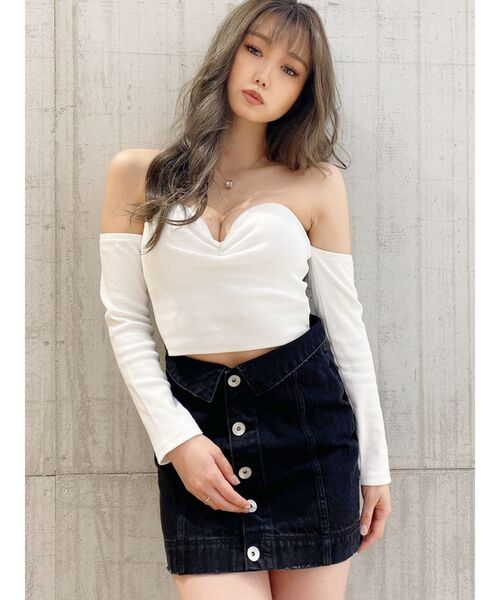 GYDA（ジェイダ）の「リブベアロンT（Tシャツ/カットソー・レディース・ブラック/オフホワイト・FREE）」の10枚目の写真