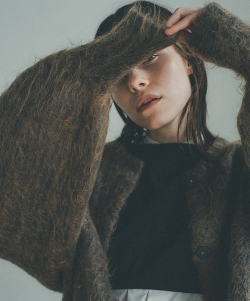 カーディガン CLANE - CLANE COLOR MOHAIR SHAGGY CARDIGAN NAVY CLANE カーディガン 「CLANE/クラネ」COLOR MOHAIR SHAGGY