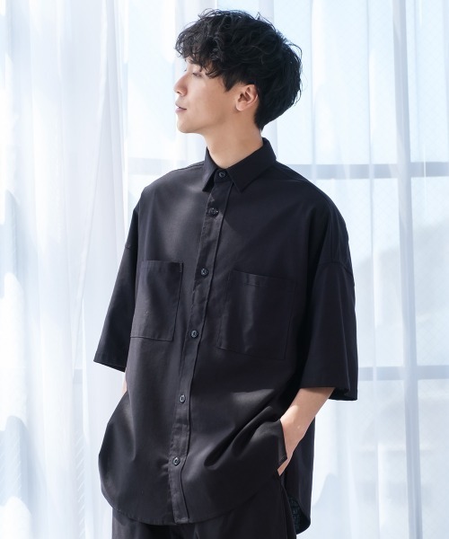 improves（インプローブス）の「麻レーヨン オーバーサイズ 半袖シャツ セットアップ対応（シャツ/ブラウス・メンズ・ライトグレー/ブラック/ネイビー/カーキ/ライトベージュ/キナリ・MEDIUM/LARGE）」の3枚目の写真