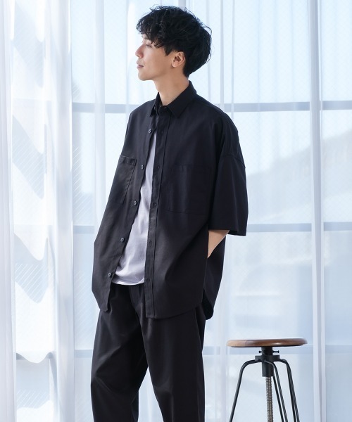 improves（インプローブス）の「麻レーヨン オーバーサイズ 半袖シャツ セットアップ対応（シャツ/ブラウス・メンズ・ライトグレー/ブラック/ネイビー/カーキ/ライトベージュ/キナリ・MEDIUM/LARGE）」の10枚目の写真