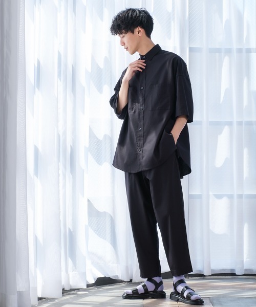 improves（インプローブス）の「麻レーヨン オーバーサイズ 半袖シャツ セットアップ対応（シャツ/ブラウス・メンズ・ライトグレー/ブラック/ネイビー/カーキ/ライトベージュ/キナリ・MEDIUM/LARGE）」の12枚目の写真