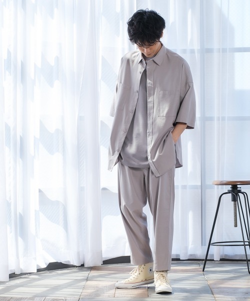 improves（インプローブス）の「麻レーヨン オーバーサイズ 半袖シャツ セットアップ対応（シャツ/ブラウス・メンズ・ライトグレー/ブラック/ネイビー/カーキ/ライトベージュ/キナリ・MEDIUM/LARGE）」の15枚目の写真