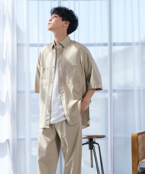 improves（インプローブス）の「麻レーヨン オーバーサイズ 半袖シャツ セットアップ対応（シャツ/ブラウス・メンズ・ライトグレー/ブラック/ネイビー/カーキ/ライトベージュ/キナリ・MEDIUM/LARGE）」の16枚目の写真