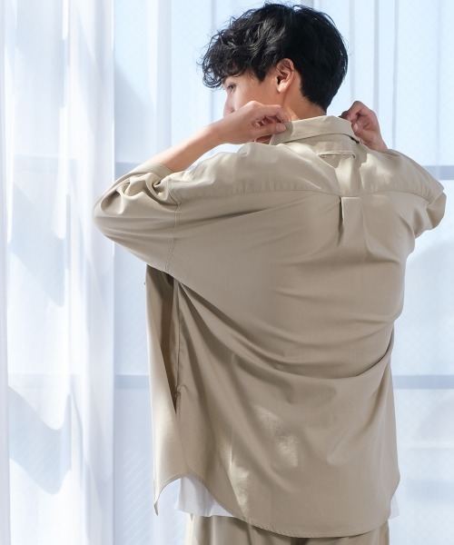 improves（インプローブス）の「麻レーヨン オーバーサイズ 半袖シャツ セットアップ対応（シャツ/ブラウス・メンズ・ライトグレー/ブラック/ネイビー/カーキ/ライトベージュ/キナリ・MEDIUM/LARGE）」の17枚目の写真