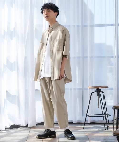 improves（インプローブス）の「麻レーヨン オーバーサイズ 半袖シャツ セットアップ対応（シャツ/ブラウス・メンズ・ライトグレー/ブラック/ネイビー/カーキ/ライトベージュ/キナリ・MEDIUM/LARGE）」の18枚目の写真