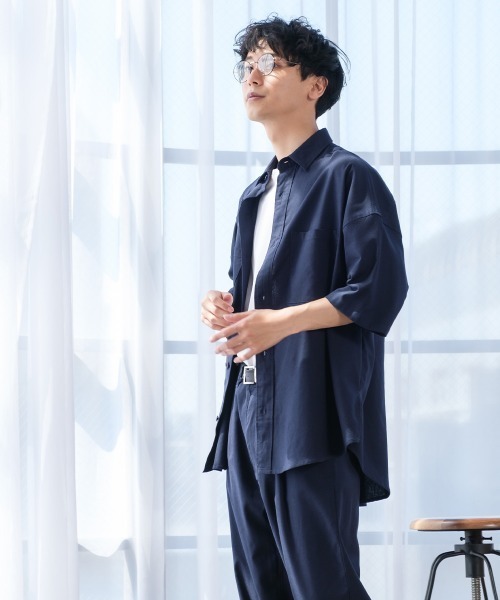 improves（インプローブス）の「麻レーヨン オーバーサイズ 半袖シャツ セットアップ対応（シャツ/ブラウス・メンズ・ライトグレー/ブラック/ネイビー/カーキ/ライトベージュ/キナリ・MEDIUM/LARGE）」の22枚目の写真