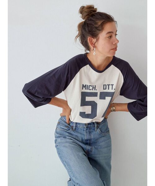 Ungrid（アングリッド）の「ナンバリング七分袖Tee（Tシャツ/カットソー・レディース・アイボリー/グレー/チャコールグレー・FREE）」の2枚目の写真