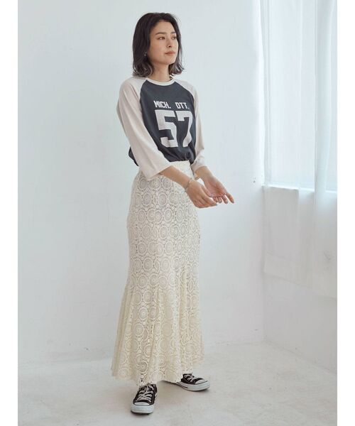 Ungrid（アングリッド）の「ナンバリング七分袖Tee（Tシャツ/カットソー・レディース・アイボリー/グレー/チャコールグレー・FREE）」の7枚目の写真