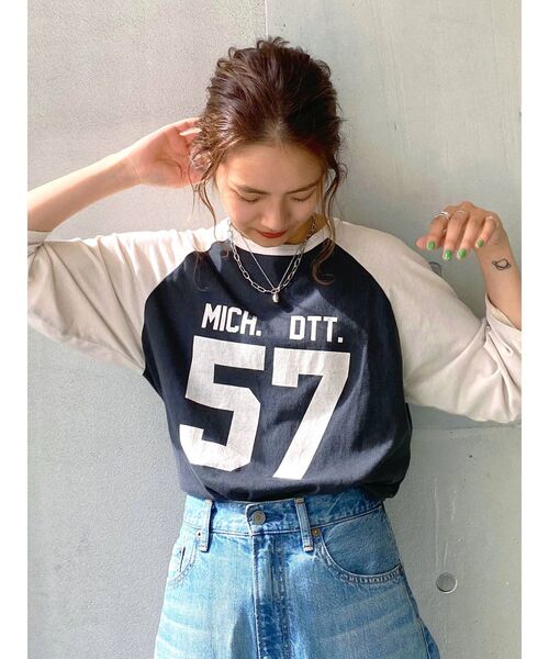 Ungrid（アングリッド）の「ナンバリング七分袖Tee（Tシャツ/カットソー・レディース・アイボリー/グレー/チャコールグレー・FREE）」の21枚目の写真