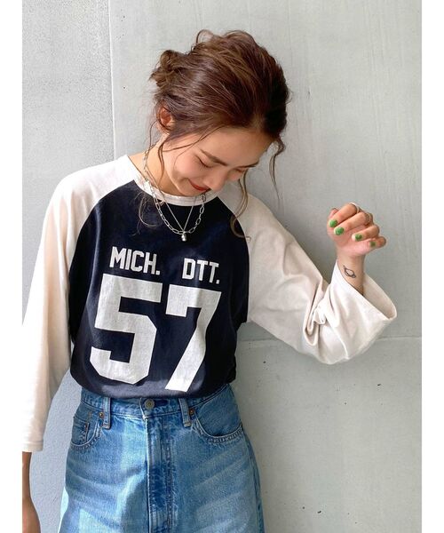 Ungrid（アングリッド）の「ナンバリング七分袖Tee（Tシャツ/カットソー・レディース・アイボリー/グレー/チャコールグレー・FREE）」の17枚目の写真