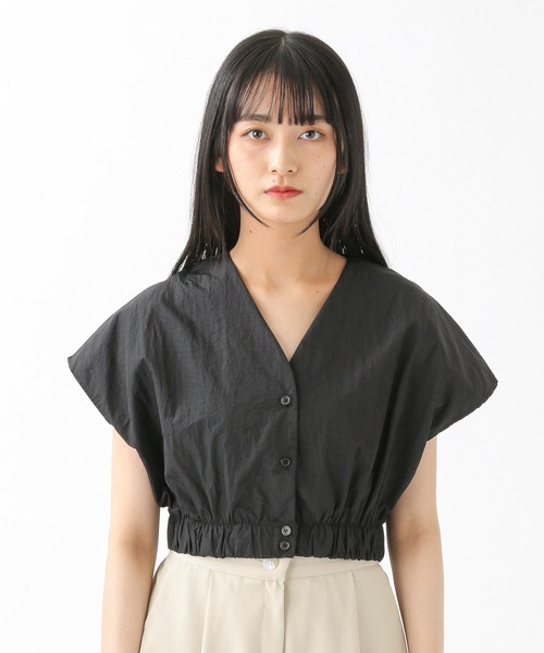 ALAND(エーランド)の「3.3 Field Trip/シャーリングヘムVネックブラウス 2216552(シャツ/ブラウス・レディース・ブラック/ブラウン/アイボリー・FREE)」の8枚目の写真