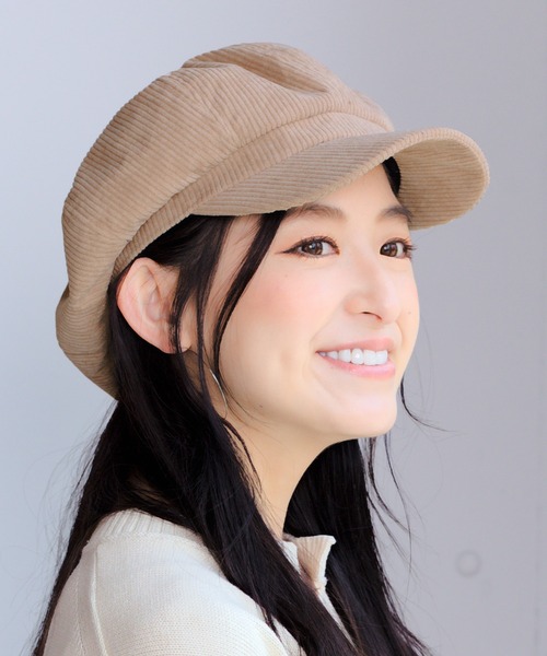 14+(イチヨンプラス)の「ふっくらコーデュロイキャスケット(キャスケット・レディース・ブラック/ベージュ/ネイビー/モカ・FREE)」の3枚目の写真