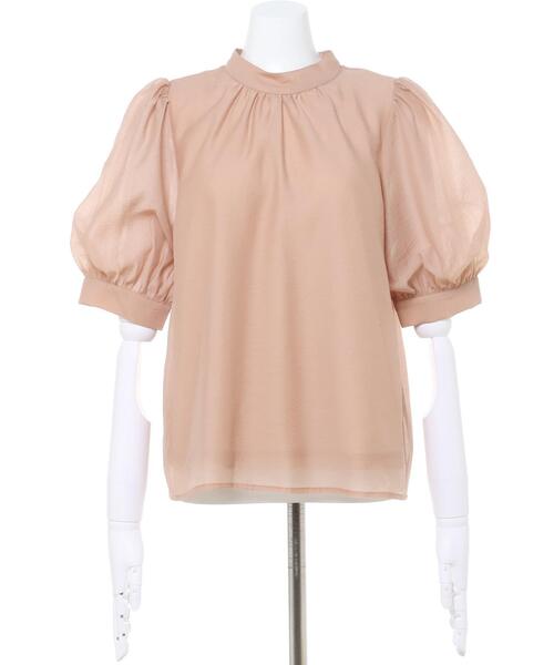 Allamanda(アラマンダ)の「Backリボンハイネックシアー/ブラウス(シャツ/ブラウス・レディース・ブラック/オフホワイト/ライトカーキ/ピンクベージュ・M)」の5枚目の写真