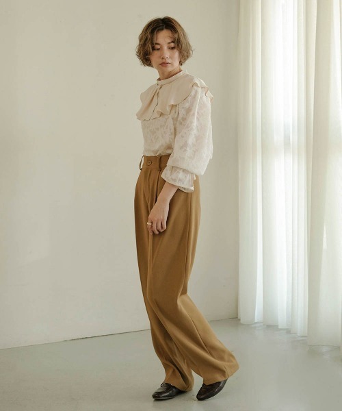 Bab（バブ）の「【WEB限定】ビッグカラーシアーブラウス（シャツ/ブラウス・レディース・ブラック/アイボリー・M）」の3枚目の写真